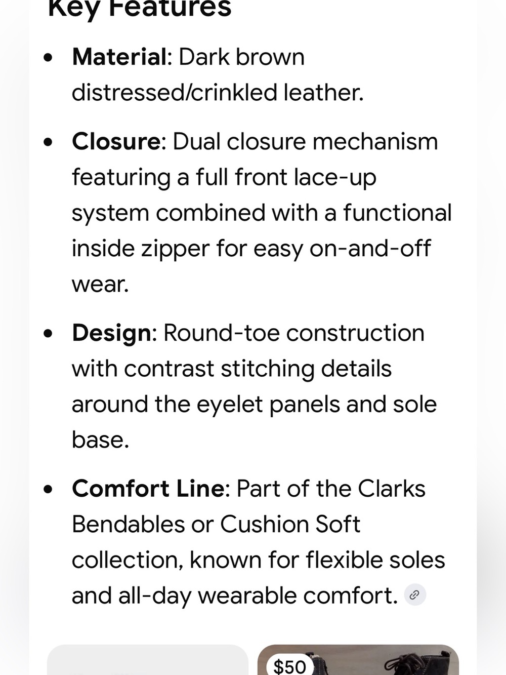 Clarks Nikki North lace up leather boots. Zip on sides. Crinkled brown leather - Picture 11 of 11